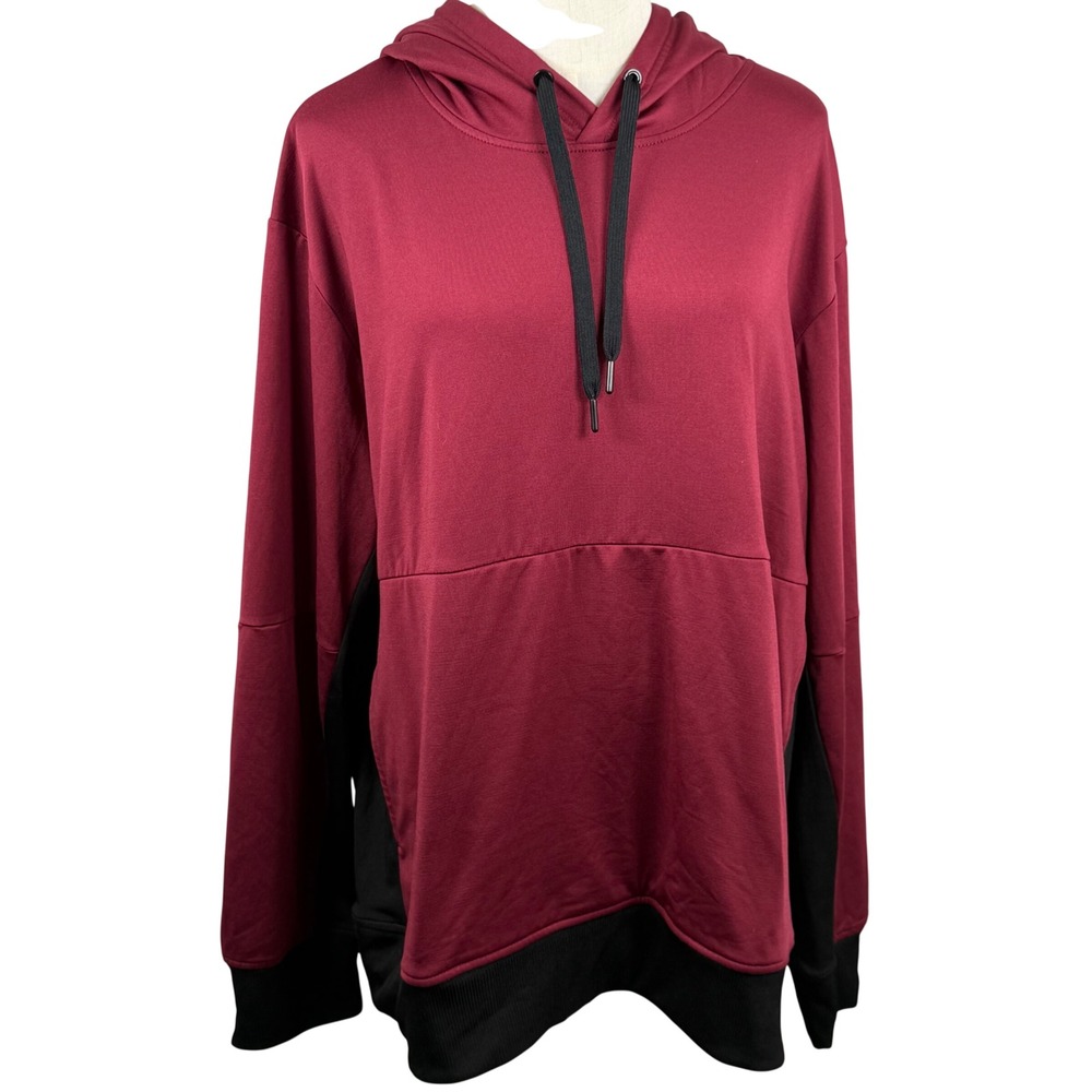 MTA‎ Sport Mens XL Hoodie Burgundy Black Colorblock Pullover